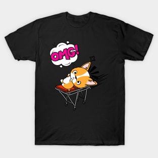 Funny Corgi is on a runaway stretcher T-Shirt